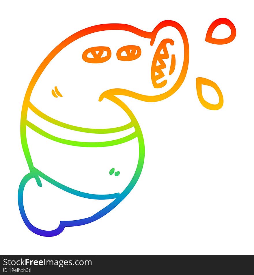 rainbow gradient line drawing cartoon monster leech