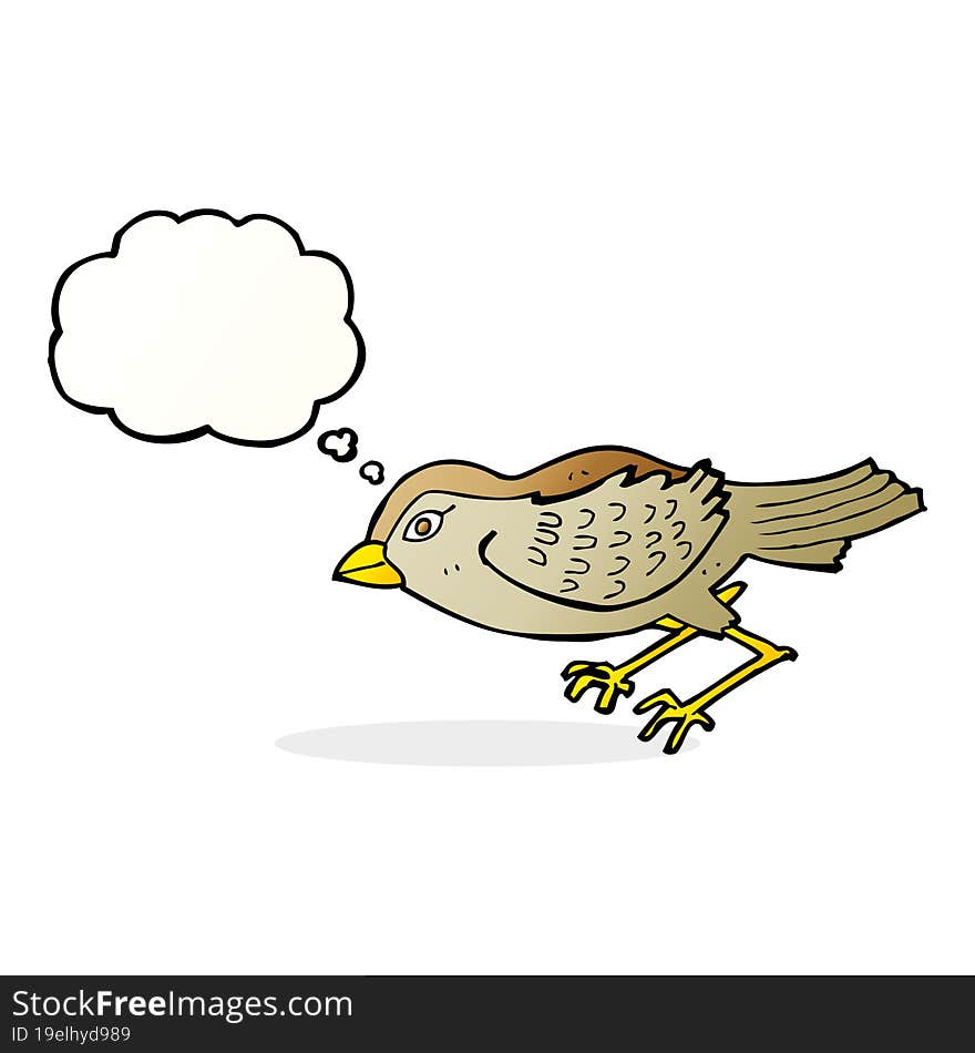 Cartoon Garden Bird With Thought Bubble