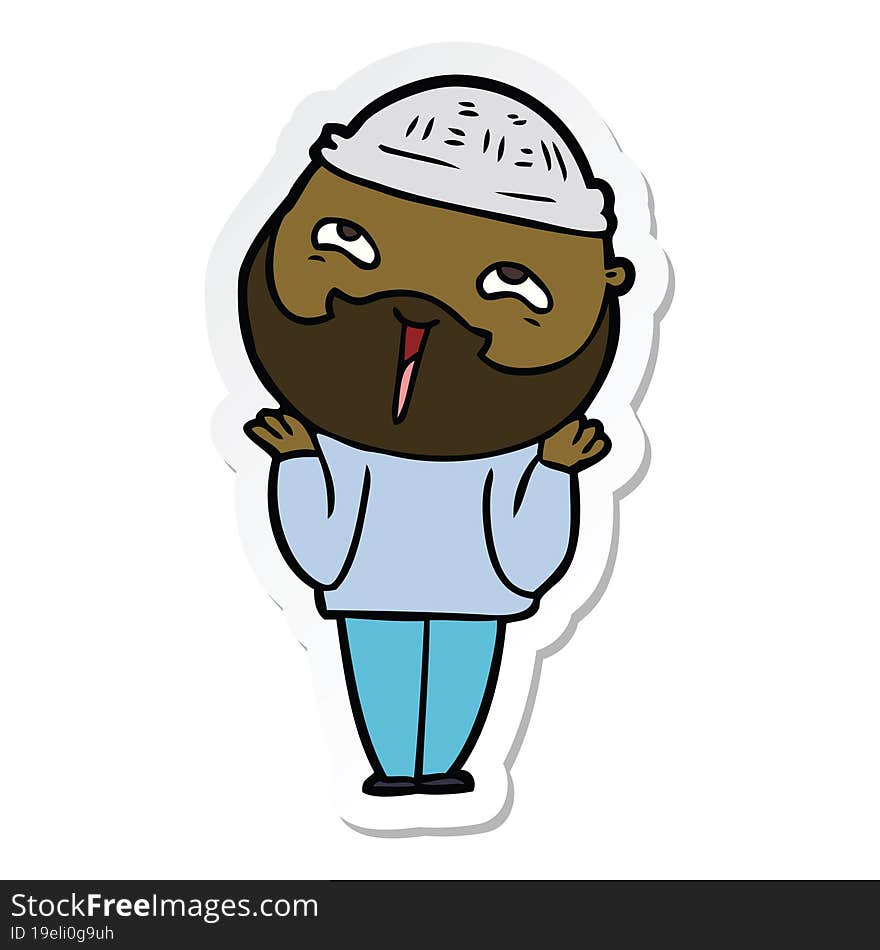 sticker of a cartoon happy bearded man