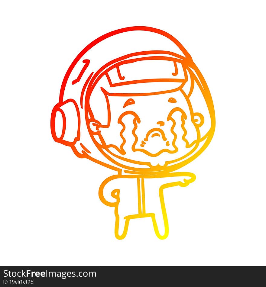 warm gradient line drawing cartoon crying astronaut