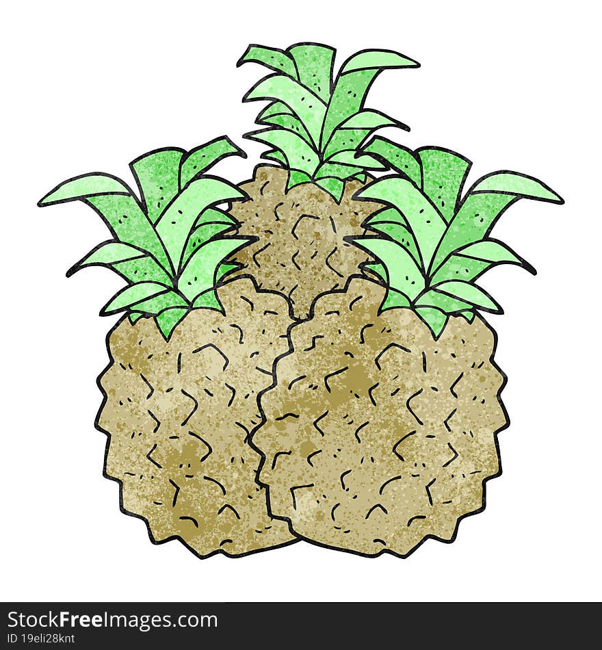 freehand drawn texture cartoon pineapple