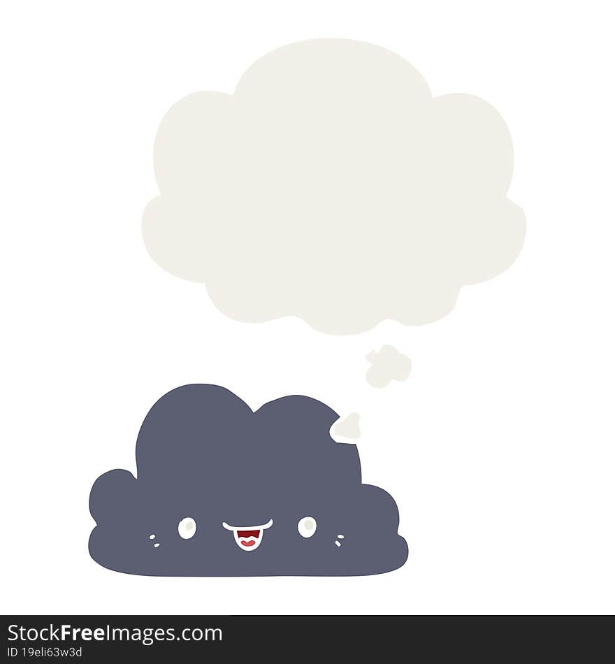 cute cartoon cloud and thought bubble in retro style