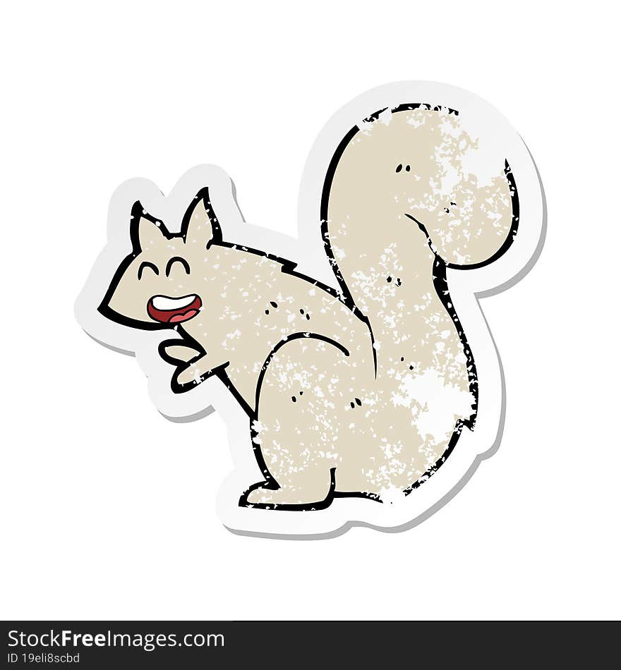 Retro Distressed Sticker Of A Cartoon Squirrel