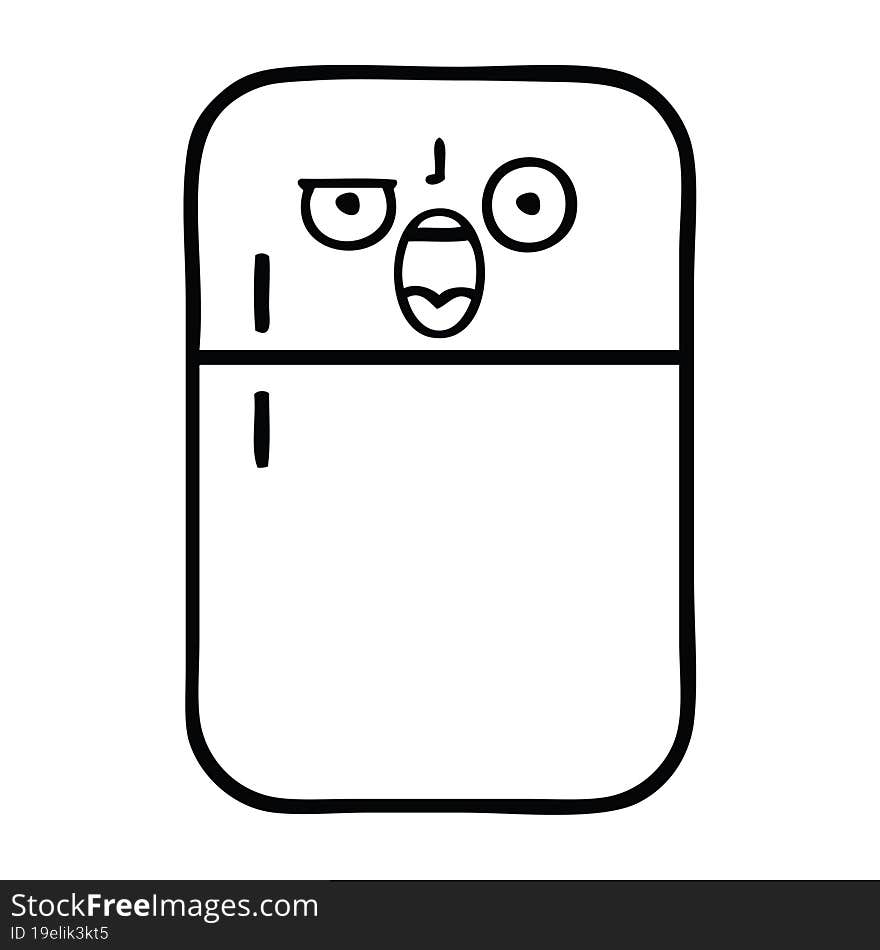 line drawing cartoon fridge freezer