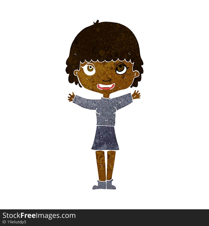 cartoon woman waving