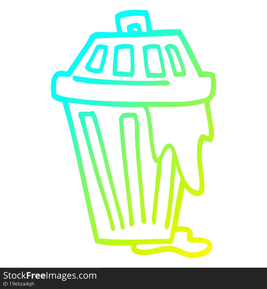 cold gradient line drawing of a cartoon waste bin