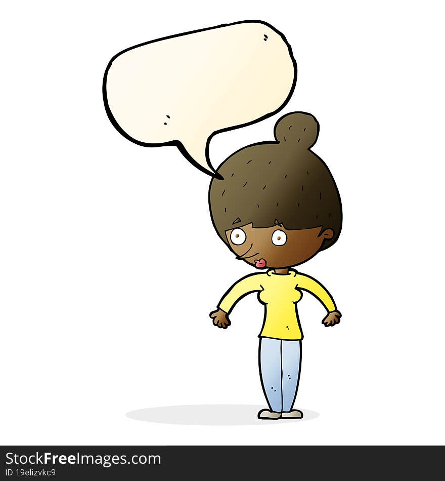 cartoon woman staring with speech bubble