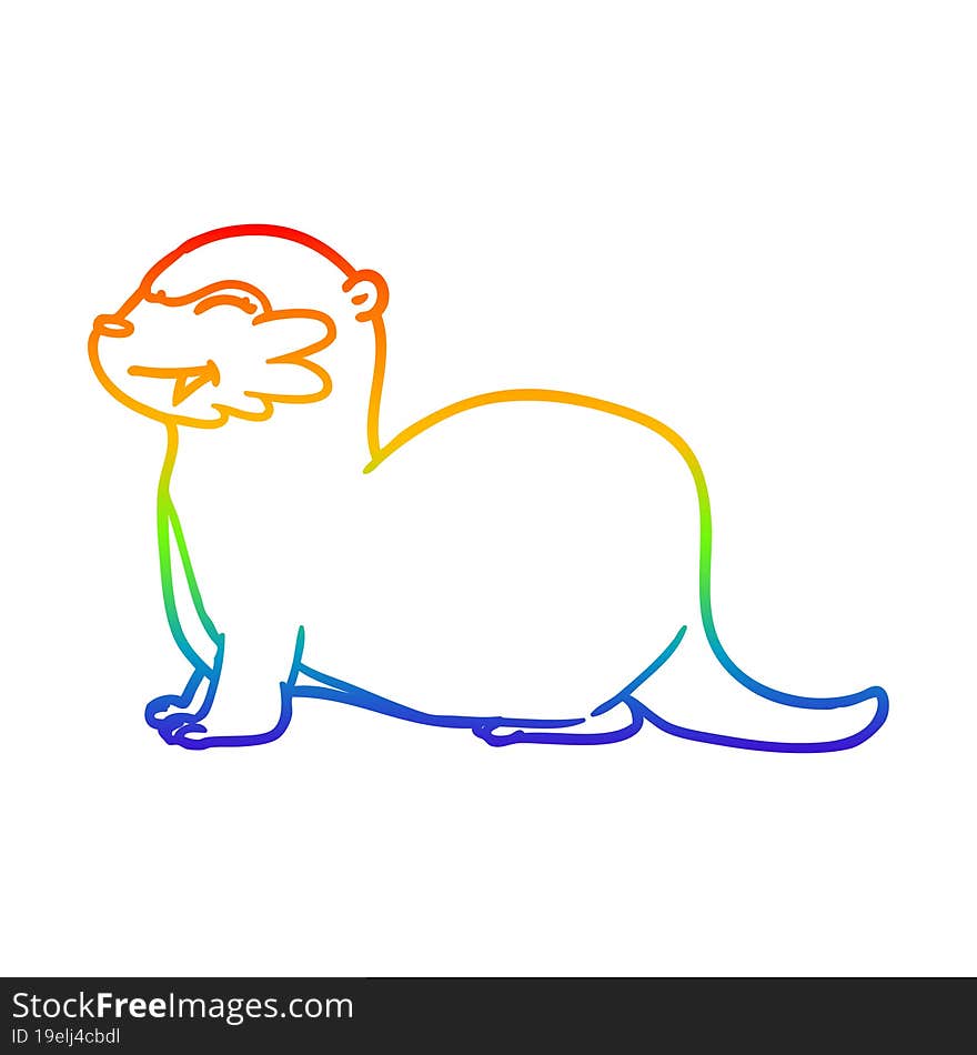 rainbow gradient line drawing of a laughing otter cartoon