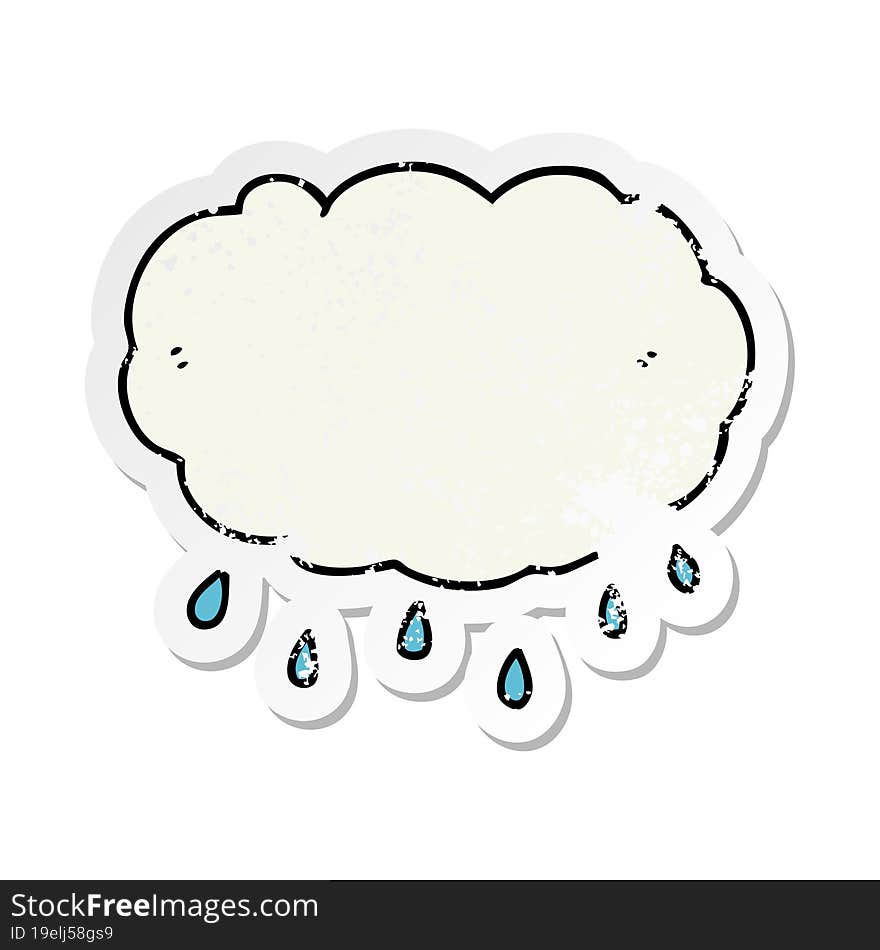 distressed sticker of a cartoon rain cloud