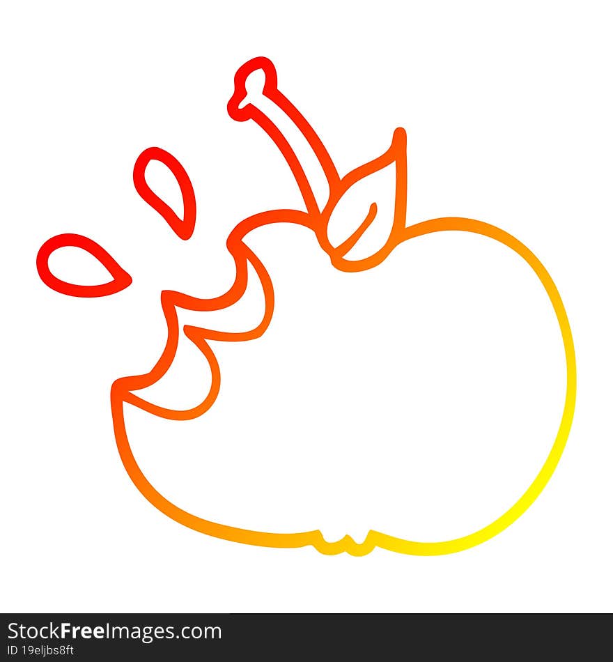 warm gradient line drawing cartoon juicy bitten apple