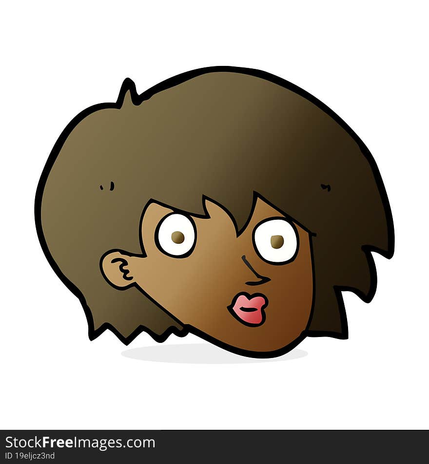 cartoon surprised female face