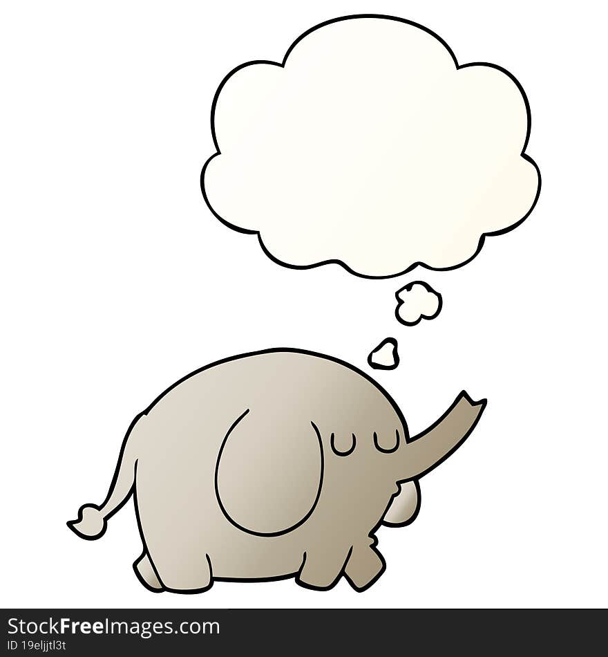 cartoon elephant and thought bubble in smooth gradient style