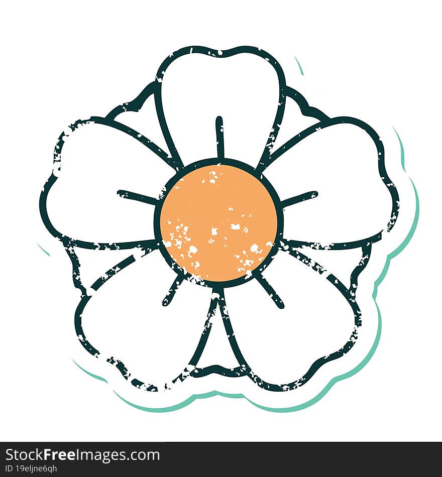 iconic distressed sticker tattoo style image of a flower. iconic distressed sticker tattoo style image of a flower