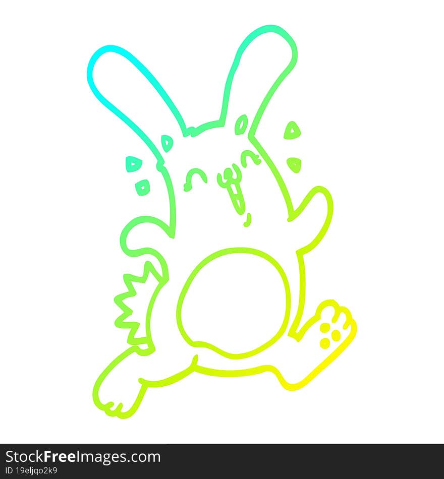 cold gradient line drawing of a cartoon rabbit