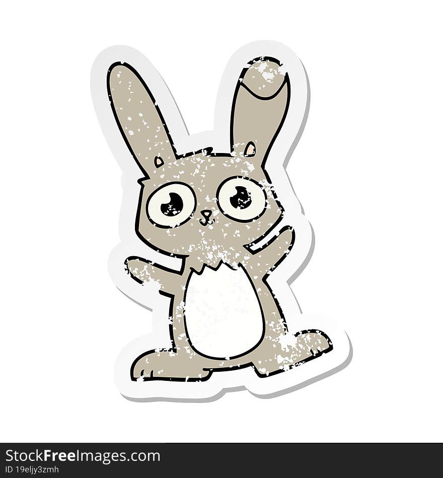 Distressed Sticker Of A Cute Cartoon Rabbit