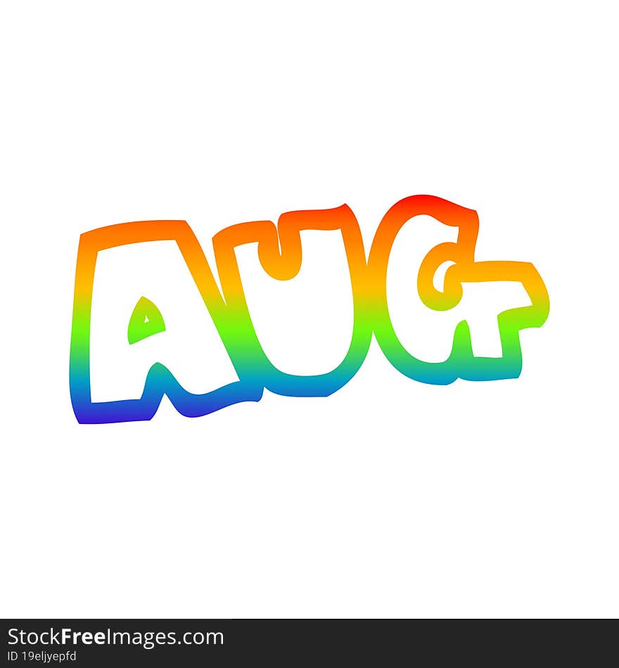 rainbow gradient line drawing of a cartoon month of august