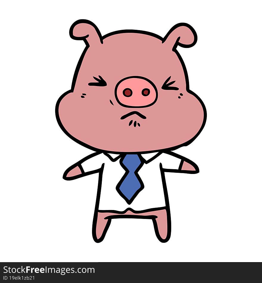 cartoon angry pig in shirt and tie. cartoon angry pig in shirt and tie