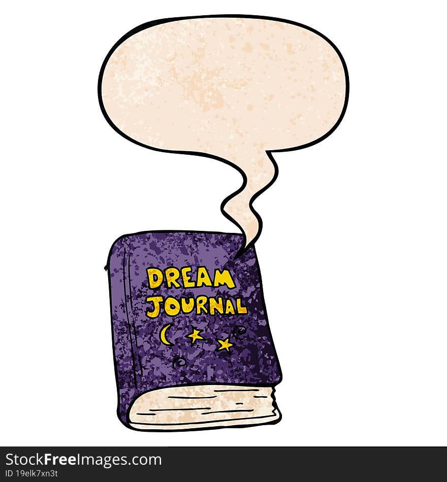 Cartoon Dream Journal And Speech Bubble In Retro Texture Style