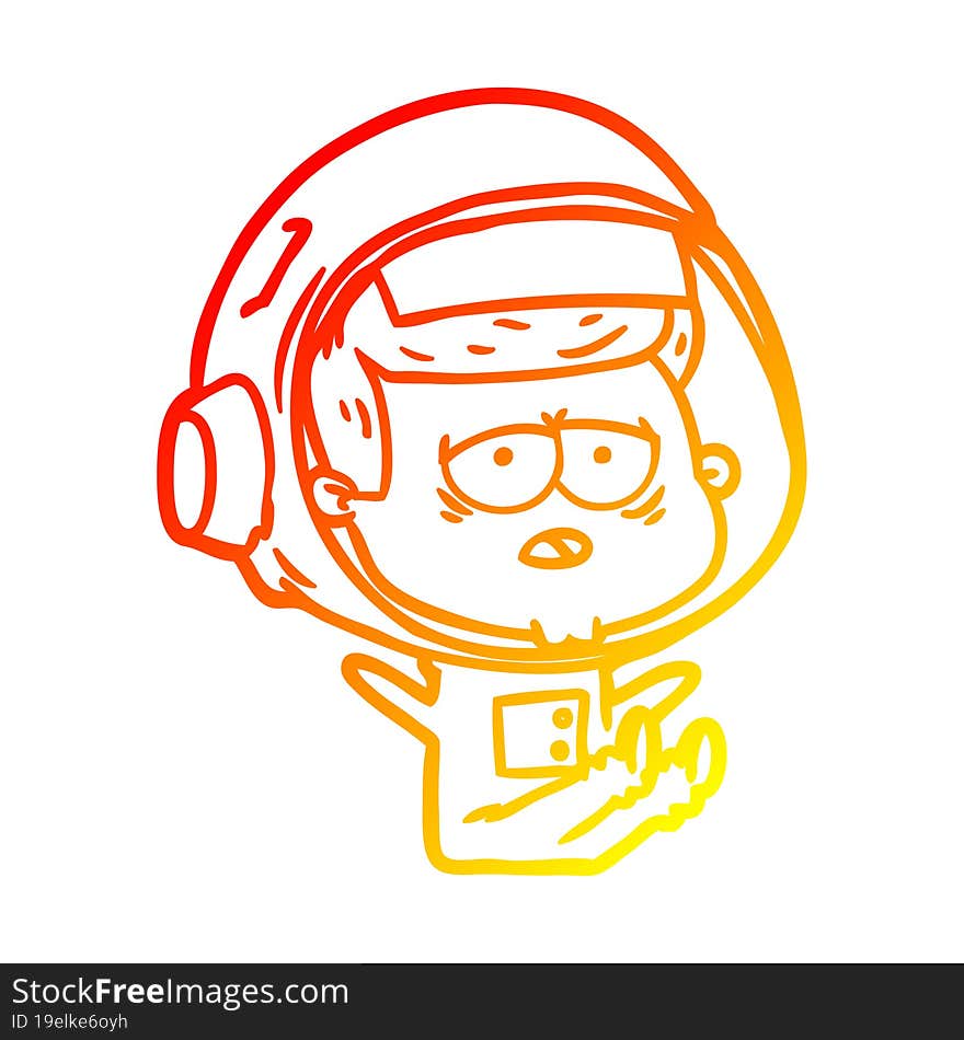 warm gradient line drawing cartoon tired astronaut