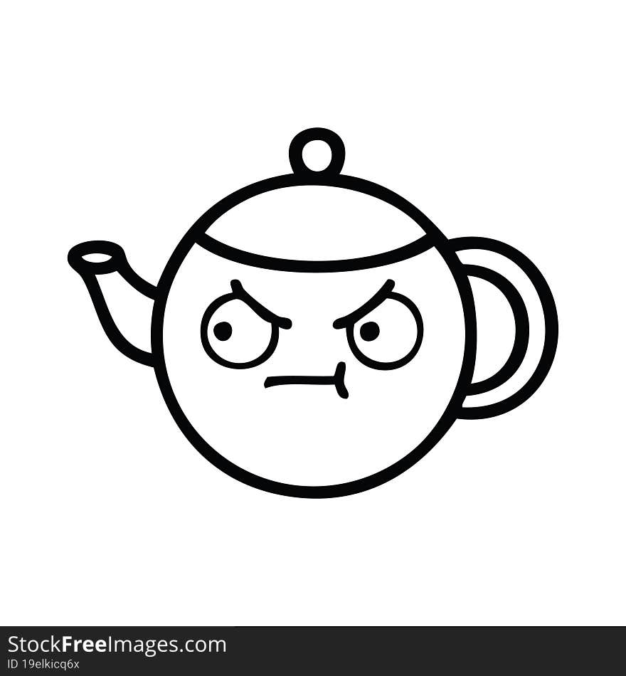 Line Drawing Cartoon Teapot