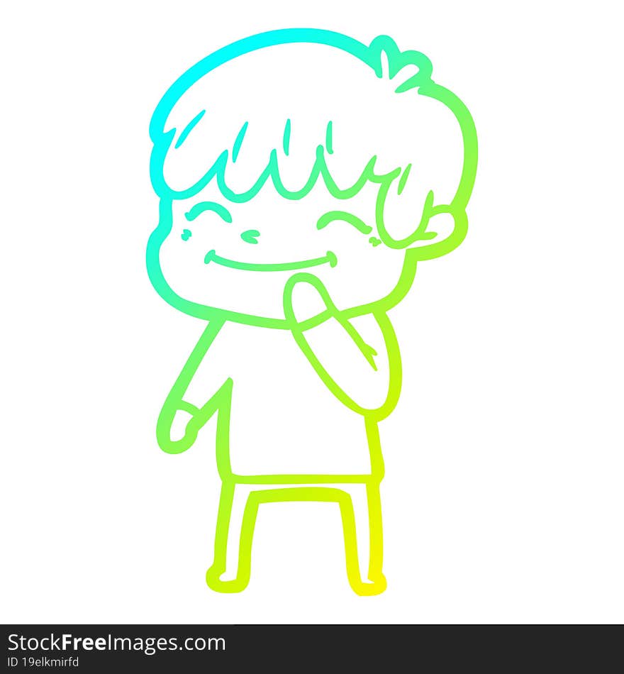 cold gradient line drawing cartoon happy boy