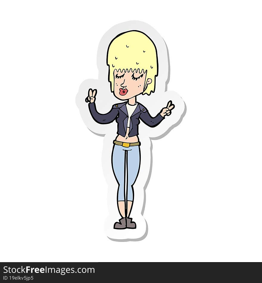 sticker of a cartoon cool girl