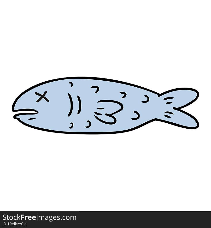 hand drawn cartoon doodle of a dead fish