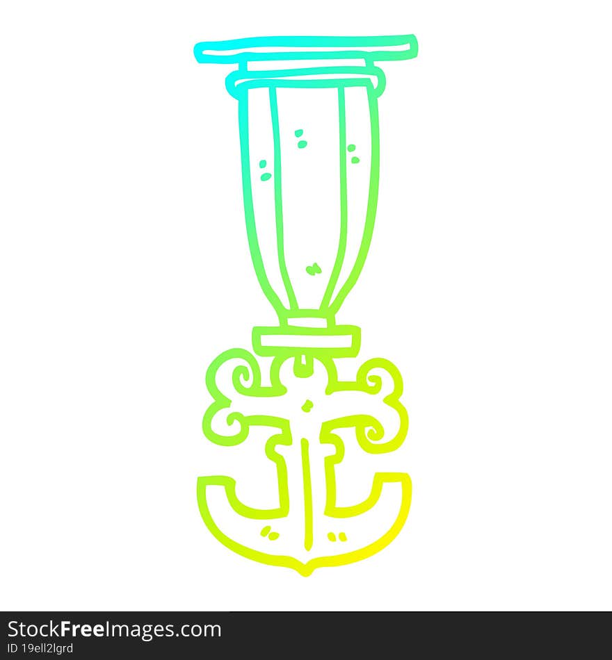 cold gradient line drawing cartoon sailor medal