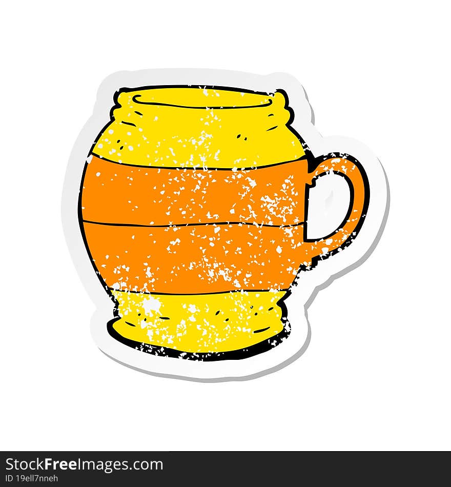 retro distressed sticker of a cartoon big mug