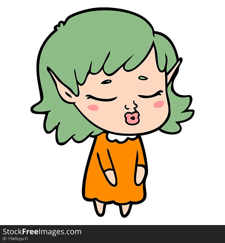 pretty cartoon elf girl. pretty cartoon elf girl