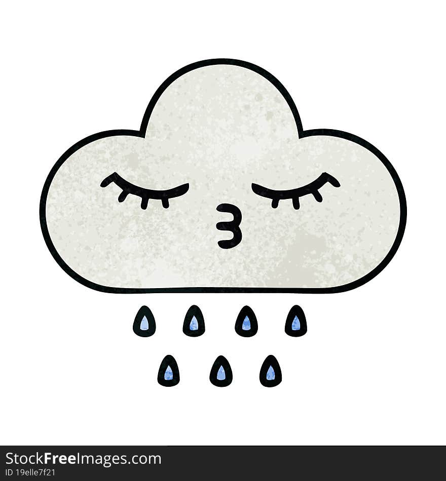 retro grunge texture cartoon rain cloud