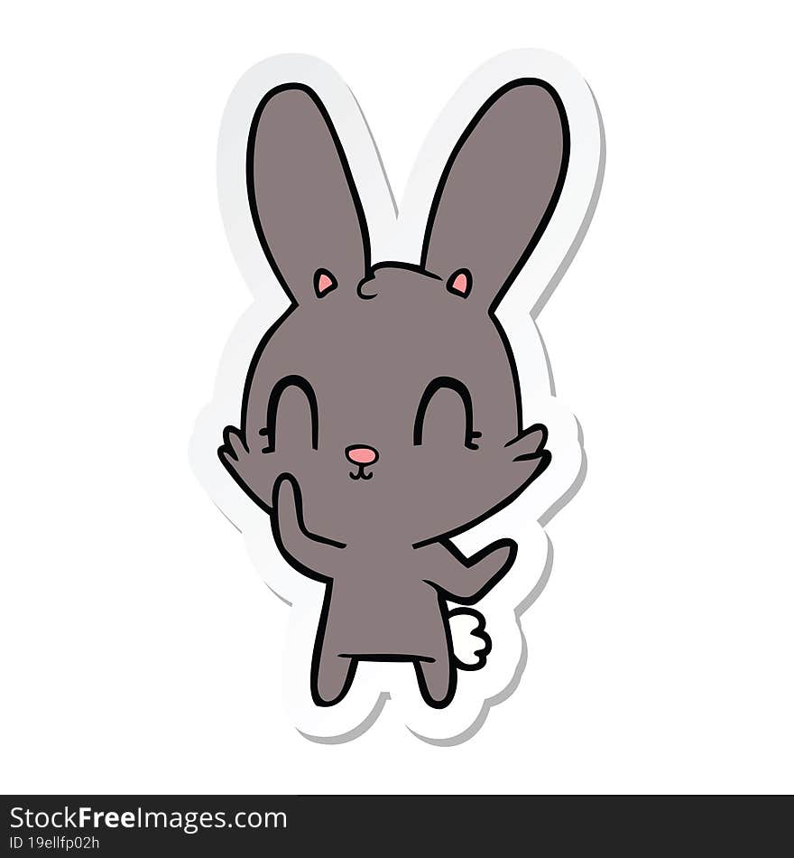 sticker of a cute cartoon rabbit