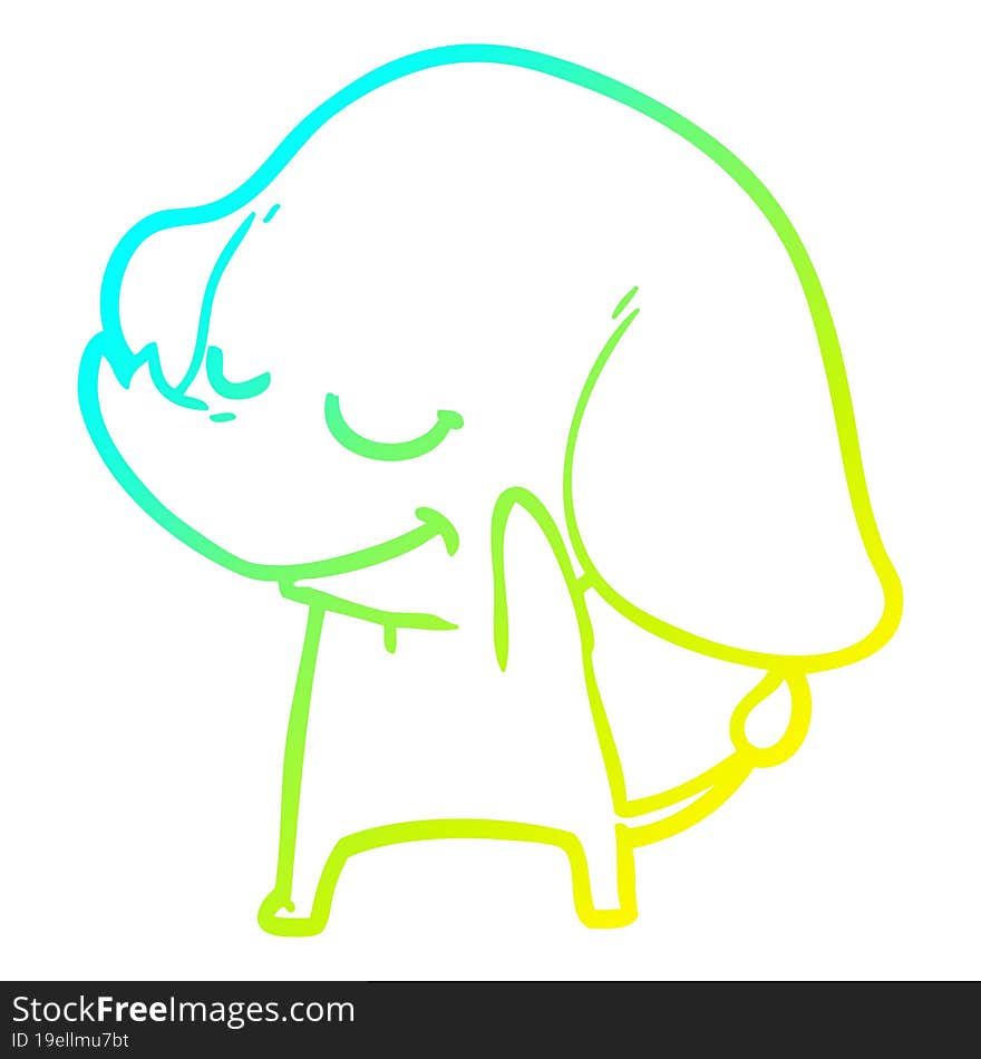 cold gradient line drawing cartoon smiling elephant