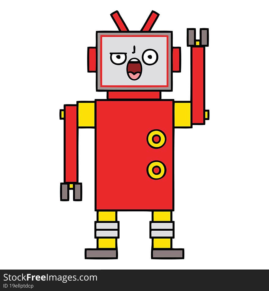 cute cartoon angry robot