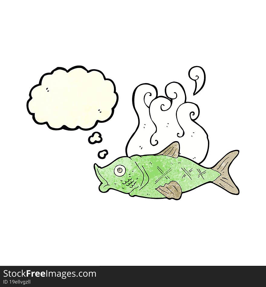 cartoon smelly fish with thought bubble