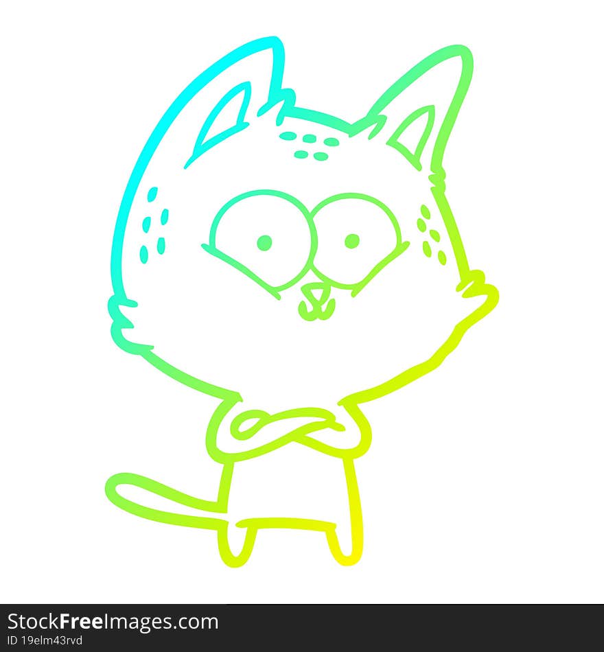 cold gradient line drawing cartoon cat