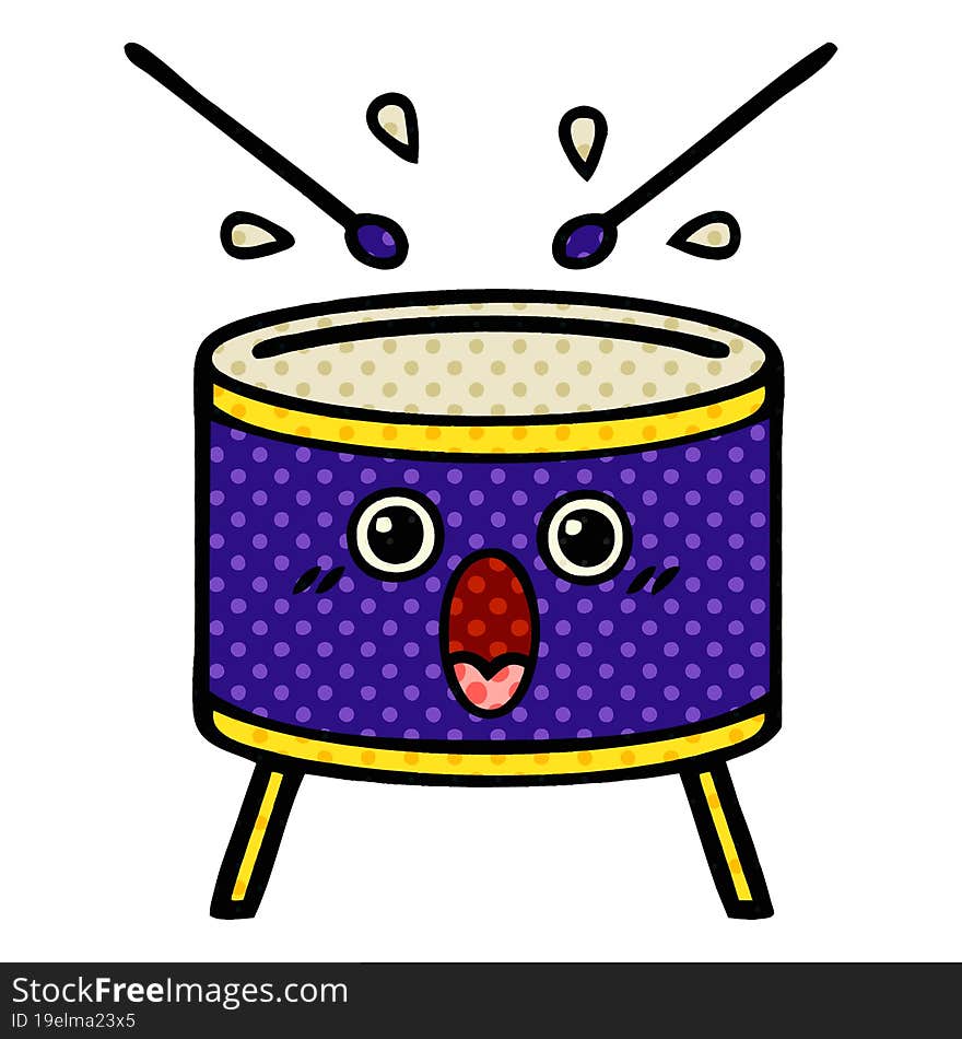 comic book style cartoon of a drum