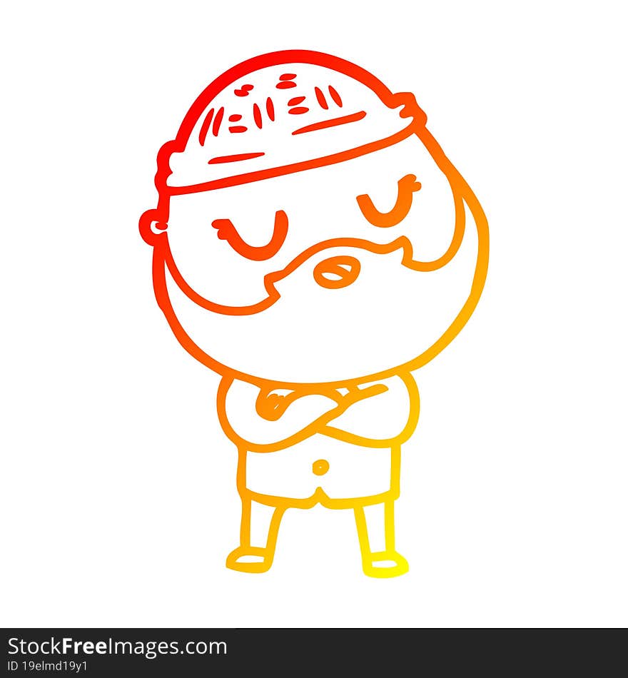 warm gradient line drawing cartoon man with beard