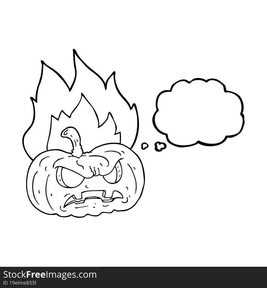 Thought Bubble Cartoon Halloween Pumpkin