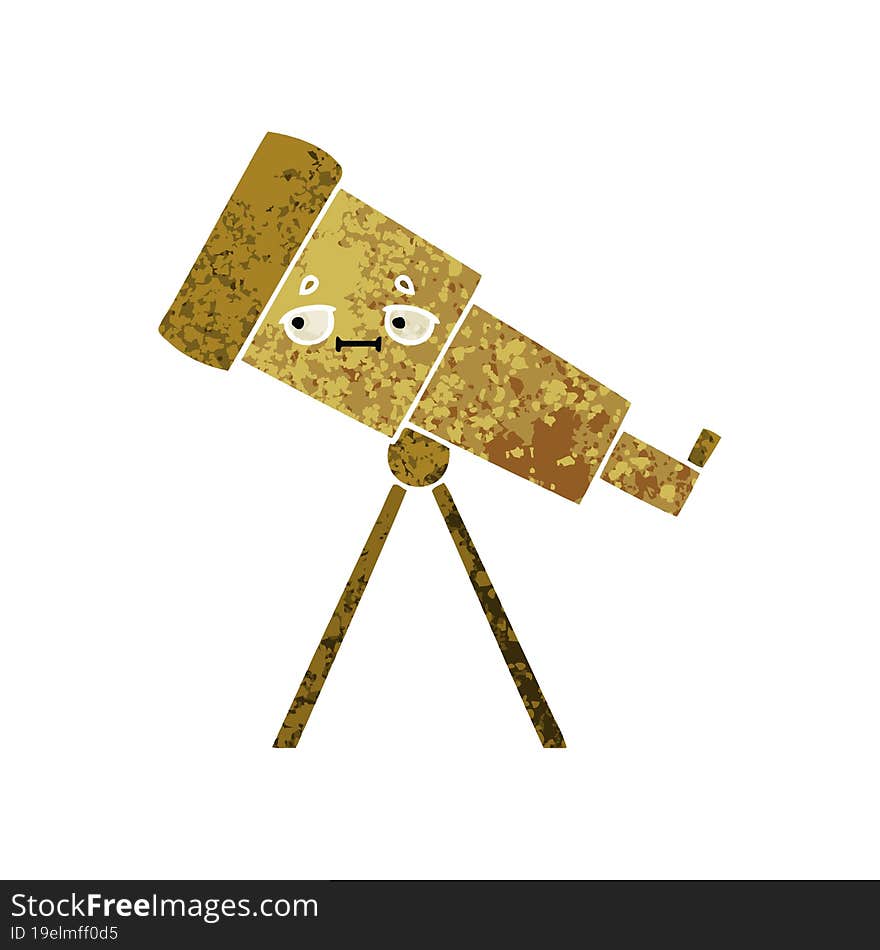 retro illustration style cartoon telescope