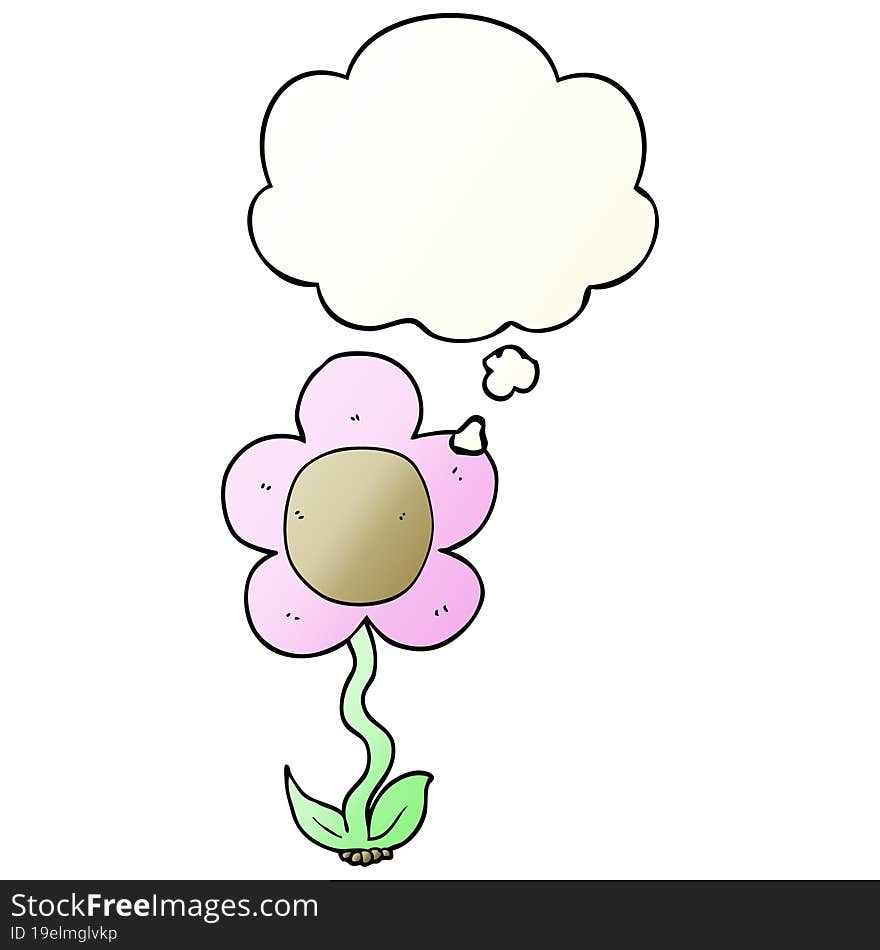 cartoon flower with thought bubble in smooth gradient style