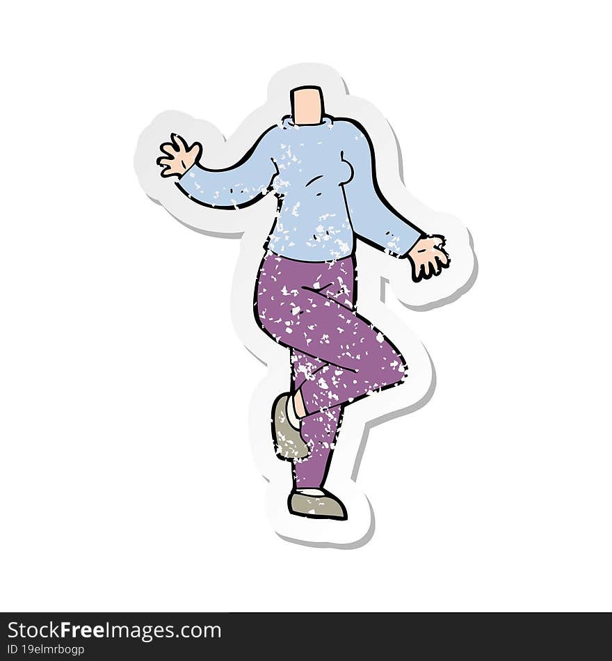 Retro Distressed Sticker Of A Cartoon Body