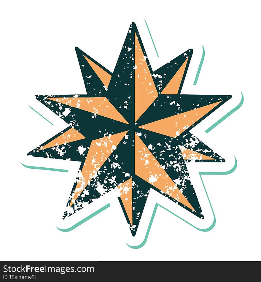 Distressed Sticker Tattoo Style Icon Of A Star