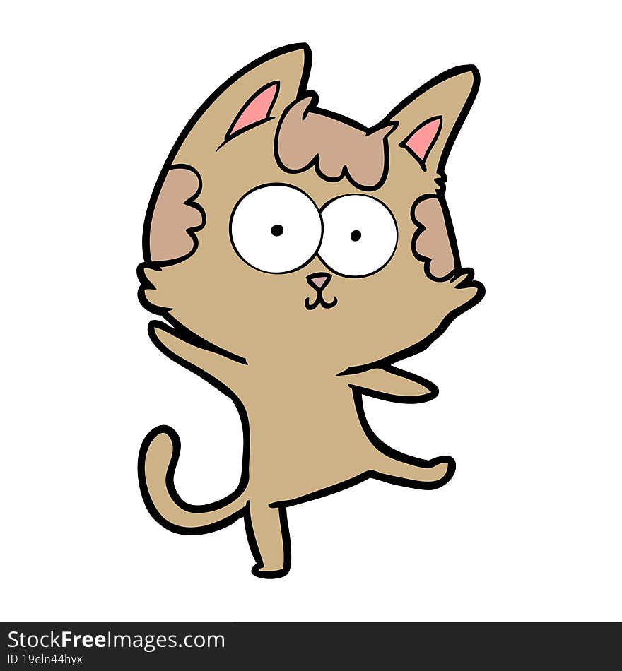 happy cartoon cat dancing. happy cartoon cat dancing