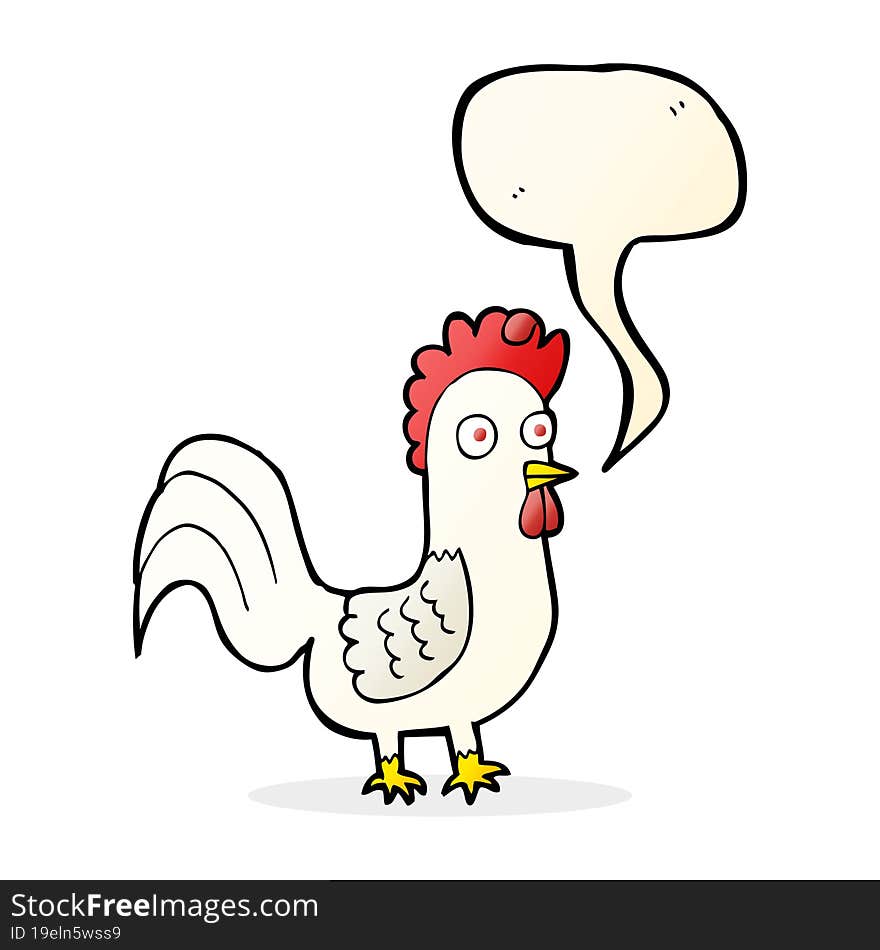 cartoon rooster with speech bubble