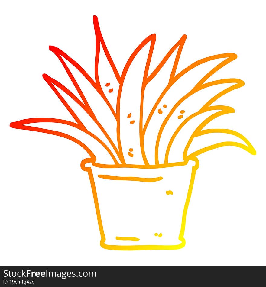 warm gradient line drawing cartoon house plant