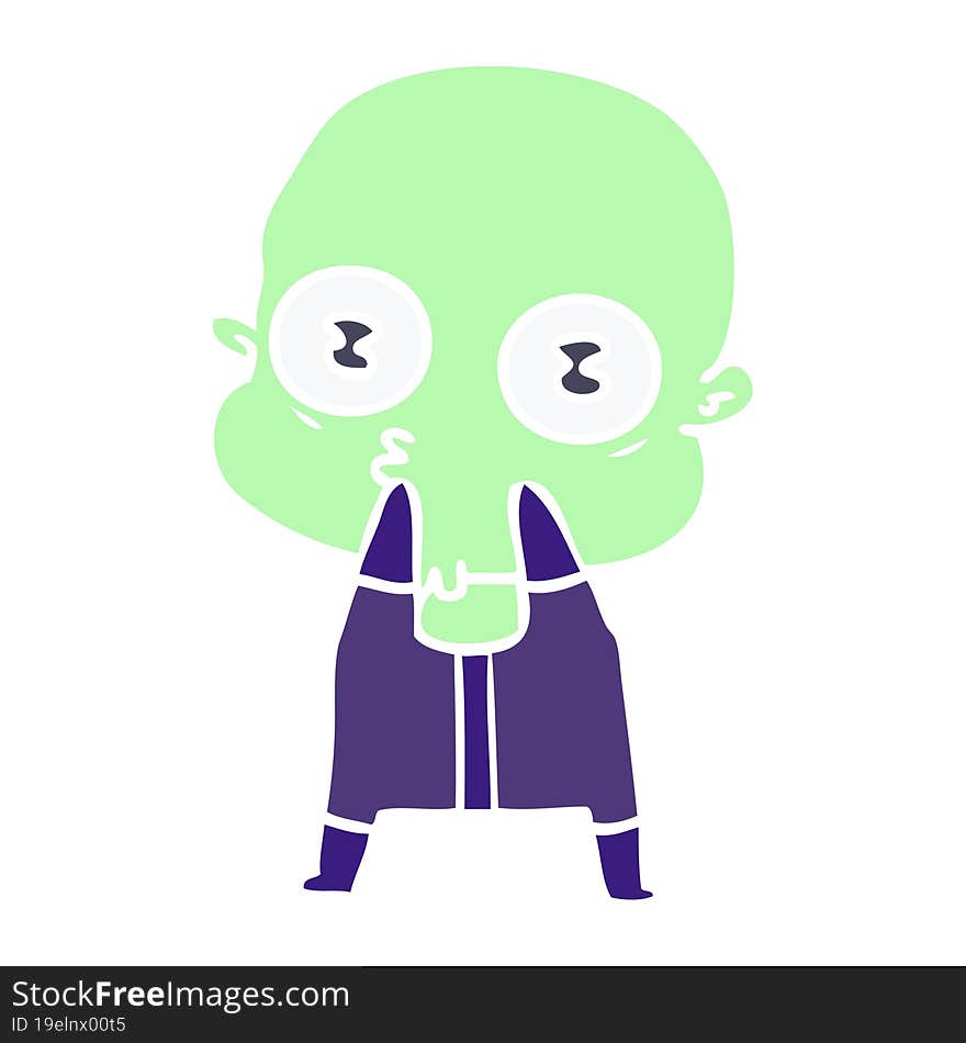 flat color style cartoon weird bald spaceman