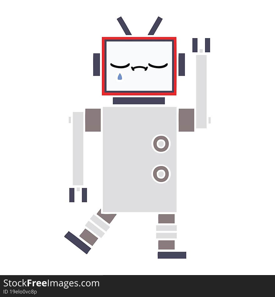 Flat Color Retro Cartoon Robot