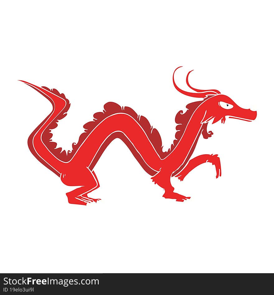 flat color style cartoon dragon