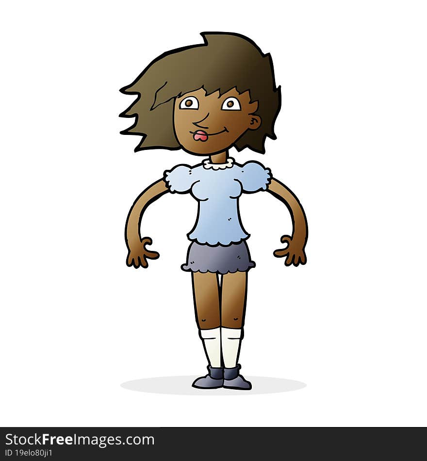 cartoon happy woman